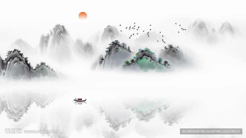 客厅水墨画背景