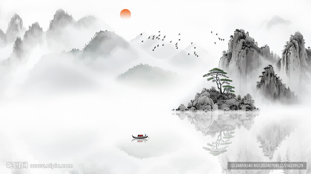 中国风水墨山水背景墙