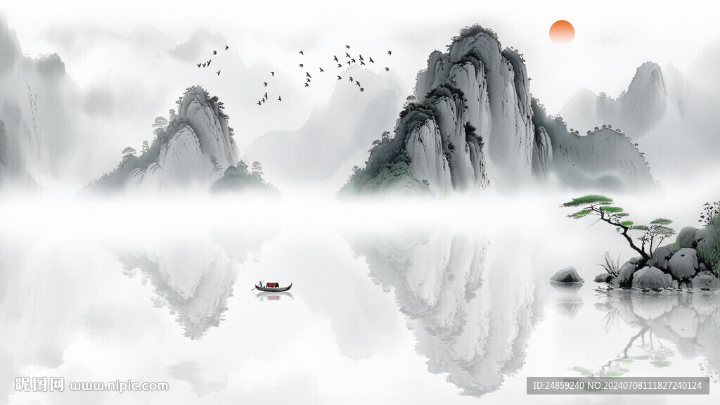 极简水墨意境山水背景