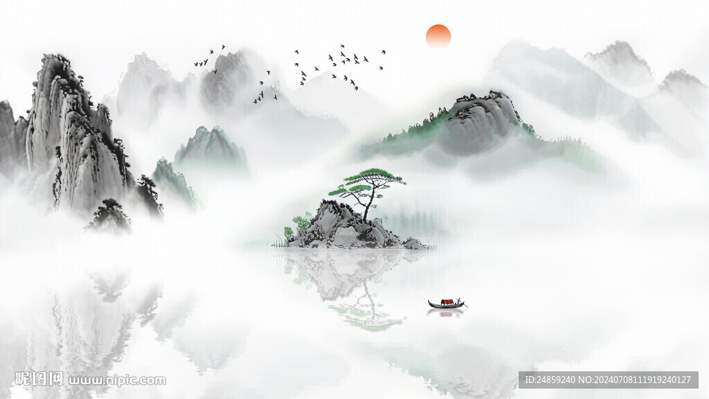 意境山水水墨电视背景