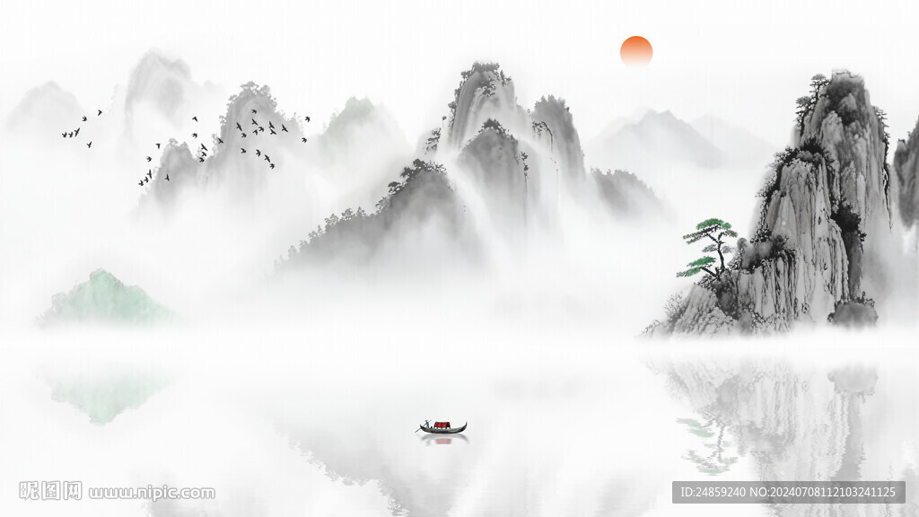 意境山水电视沙发背景