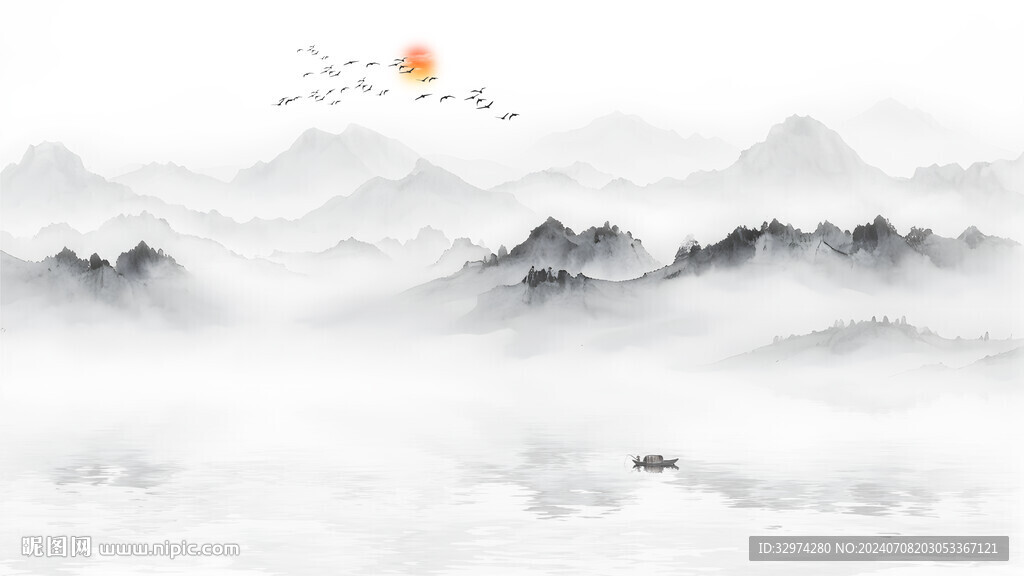 意境简约山水画背景