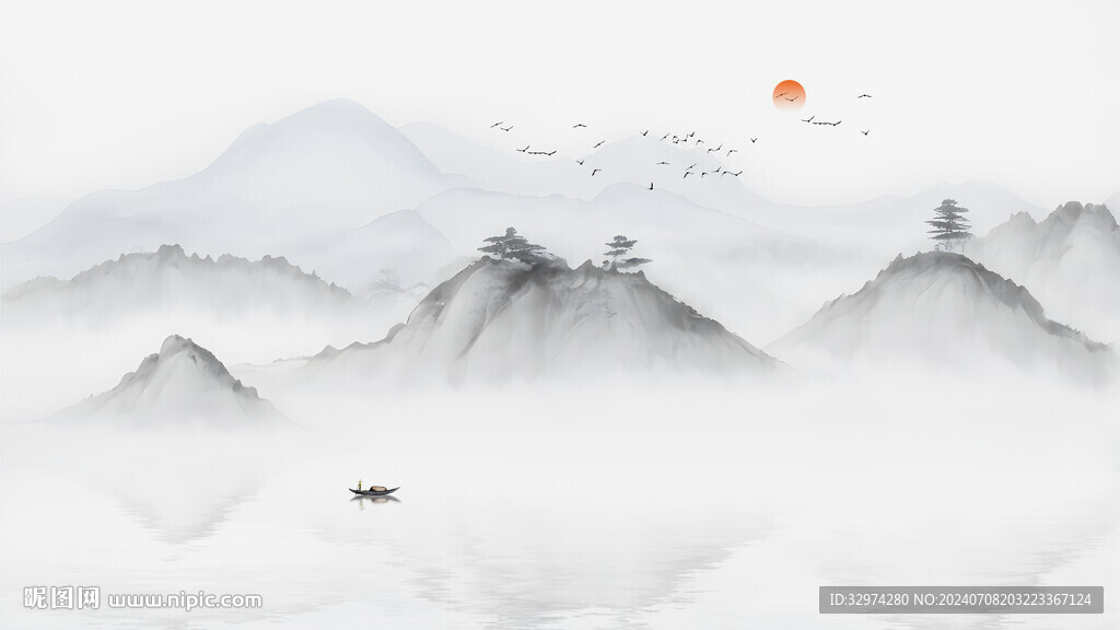 新中式山水背景