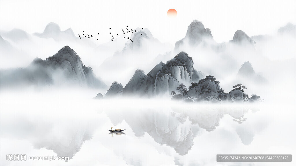 新中式意境山水壁画
