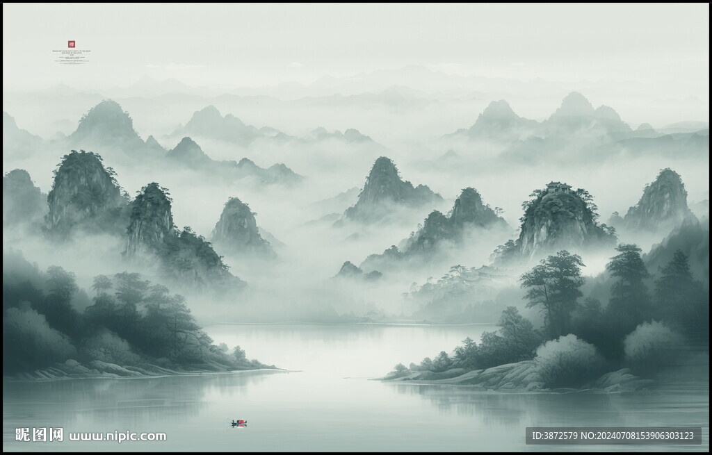 远山近水水墨风景