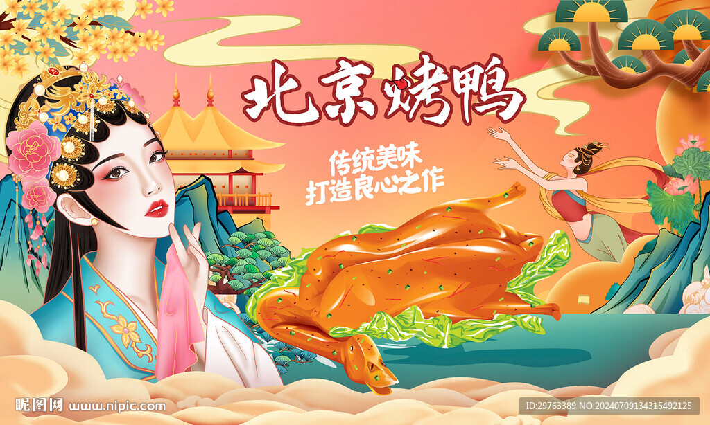 北京烤鸭背景墙