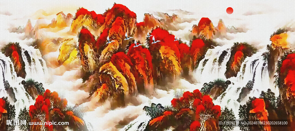 鸿运当头山水风景画