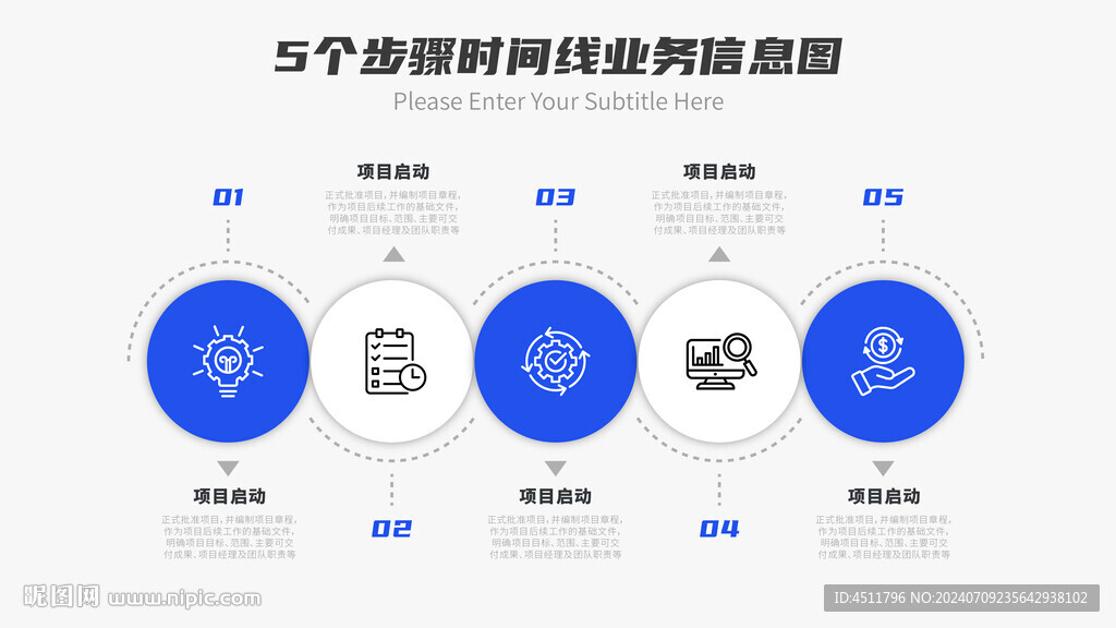 5个步骤时间线业务信息图