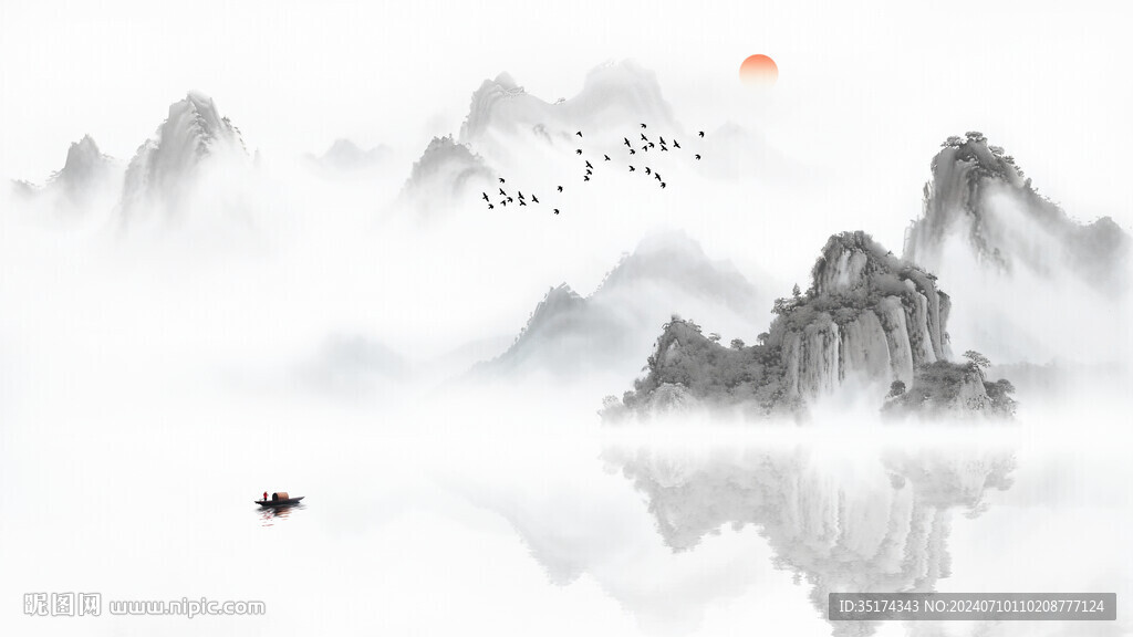 意境水墨山水风景画