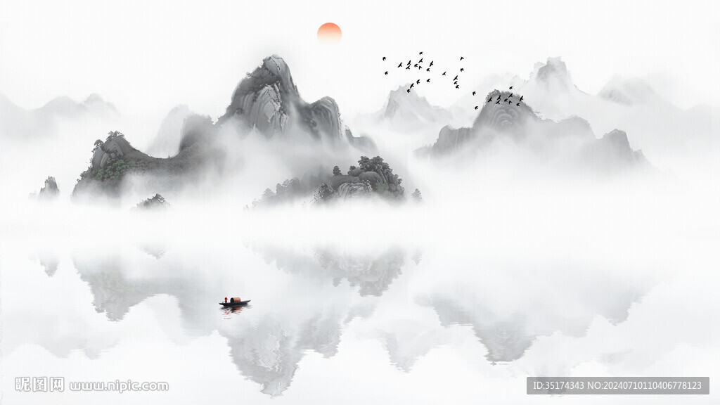古风山水意境背景