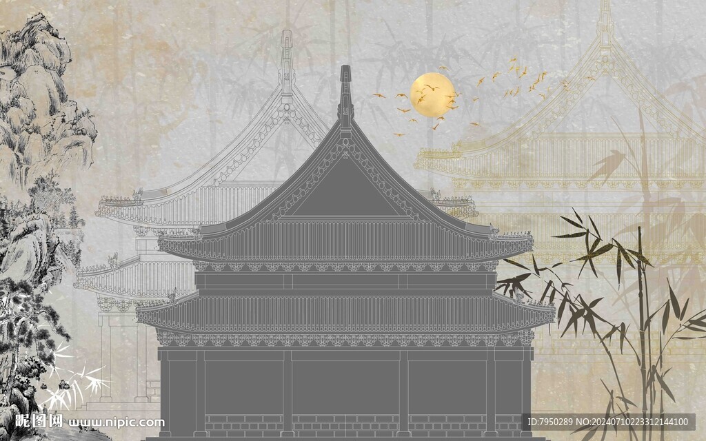新中式背景墙 