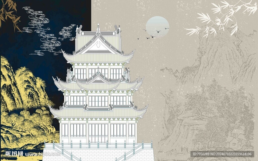 新中式背景墙  