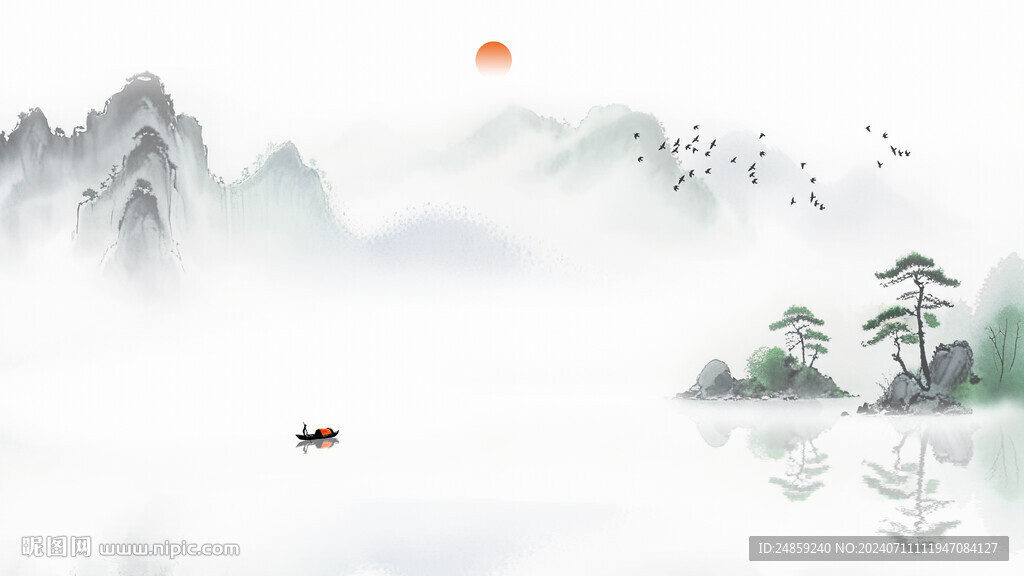 水墨意境山水风景背景