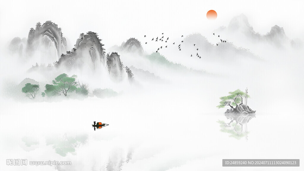 意境水墨山水背景