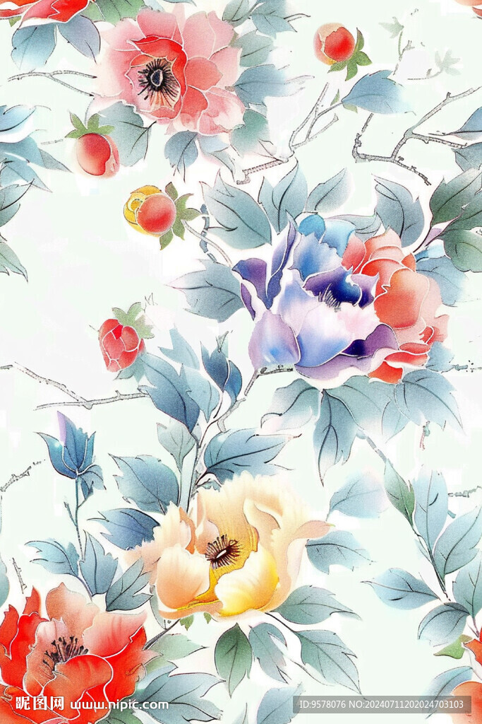 水彩芍药