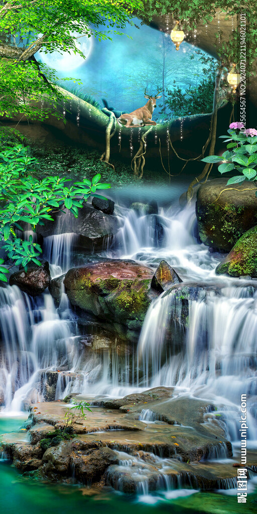 梦幻流水生财风景玄关