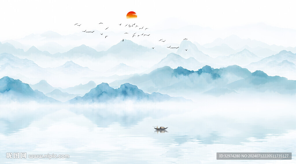 中国风水墨山水背景