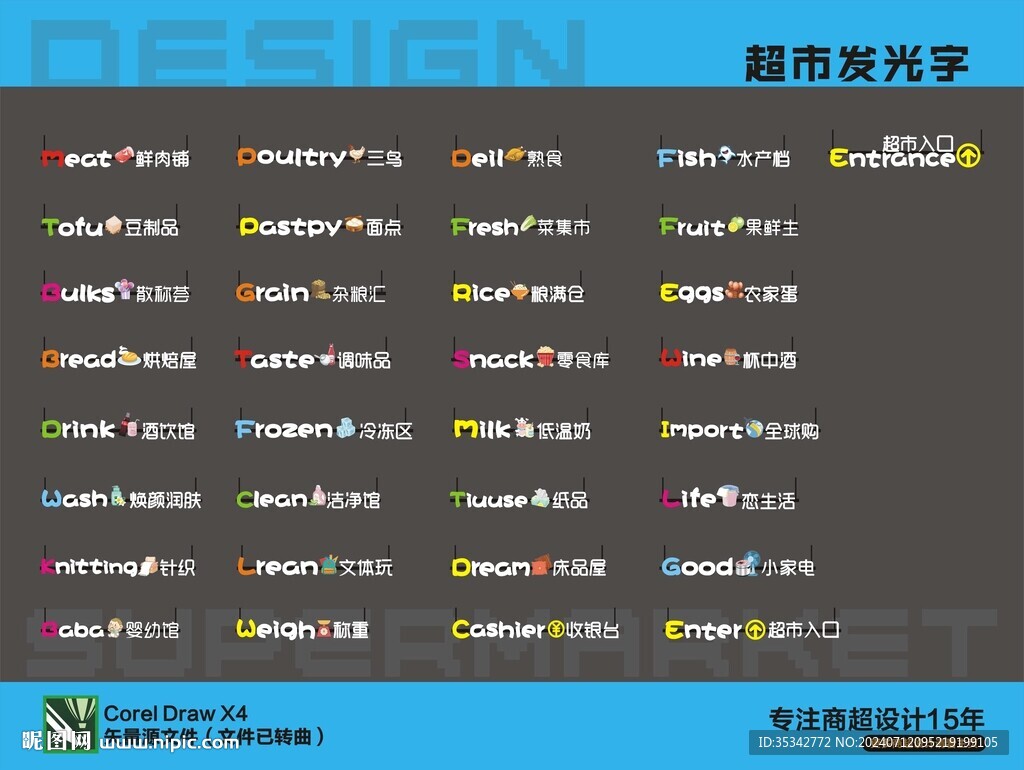 超市全套发光字