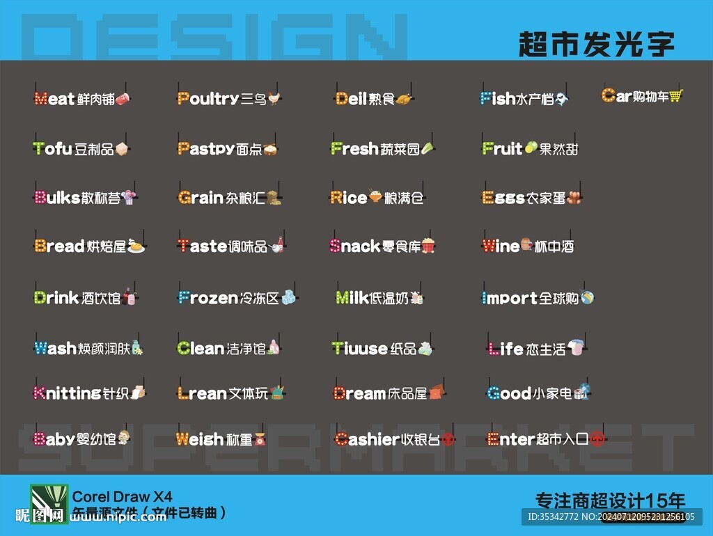 超市全套发光字