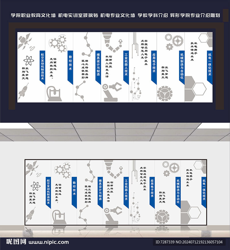 机电实训室专业文化墙 矢量科技