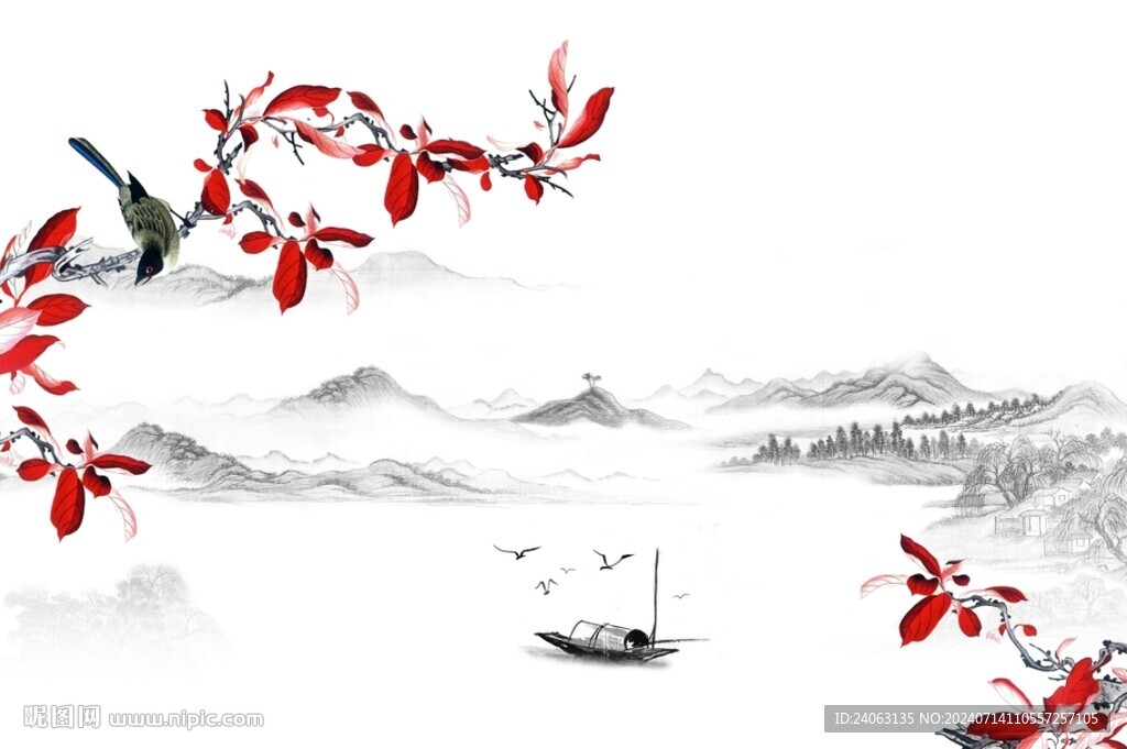 新中式山水背景墙