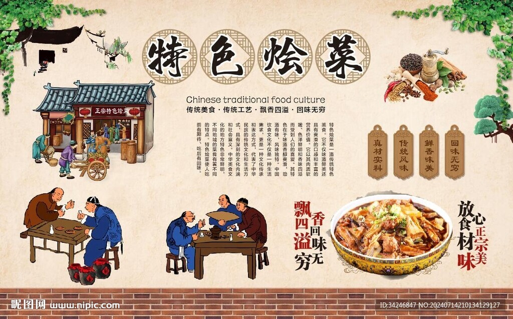 烩菜背景墙 
