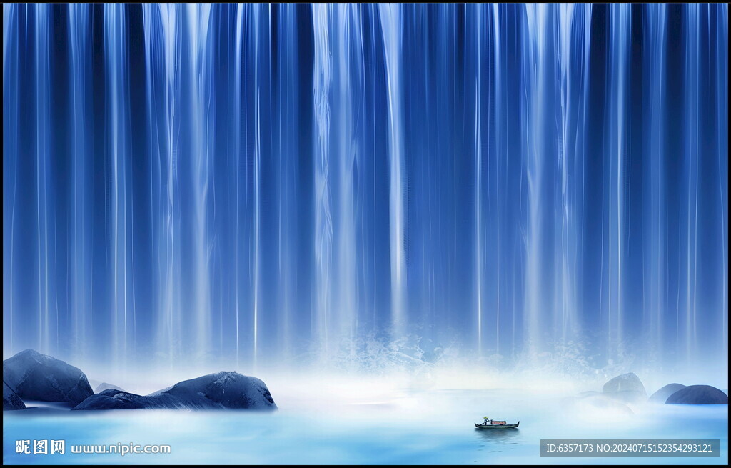 流水生财山水画