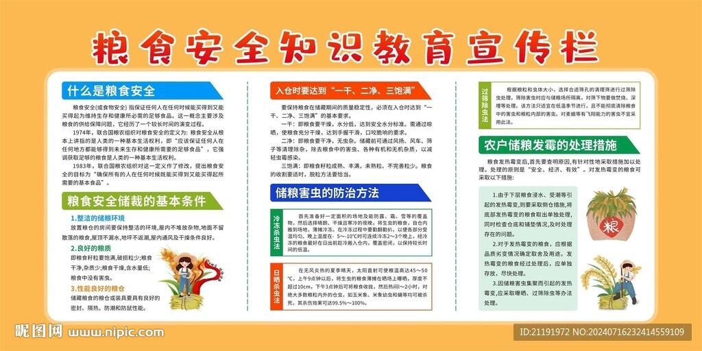粮食安全知识教育宣传栏