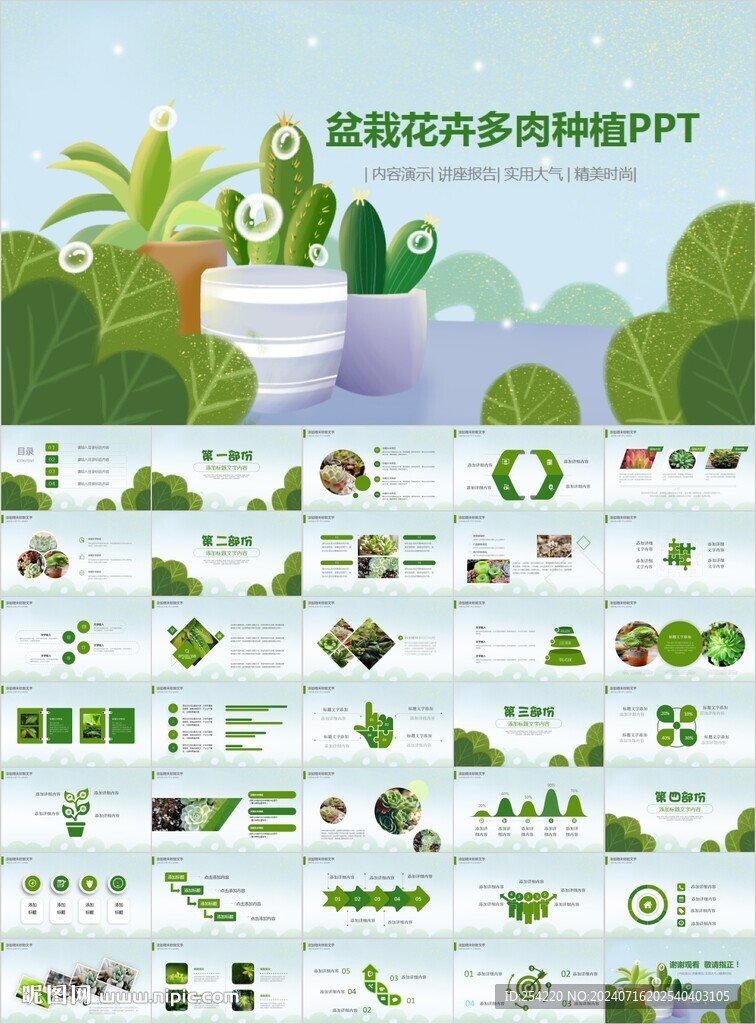 绿色多肉植物养殖绿色欣赏PPT