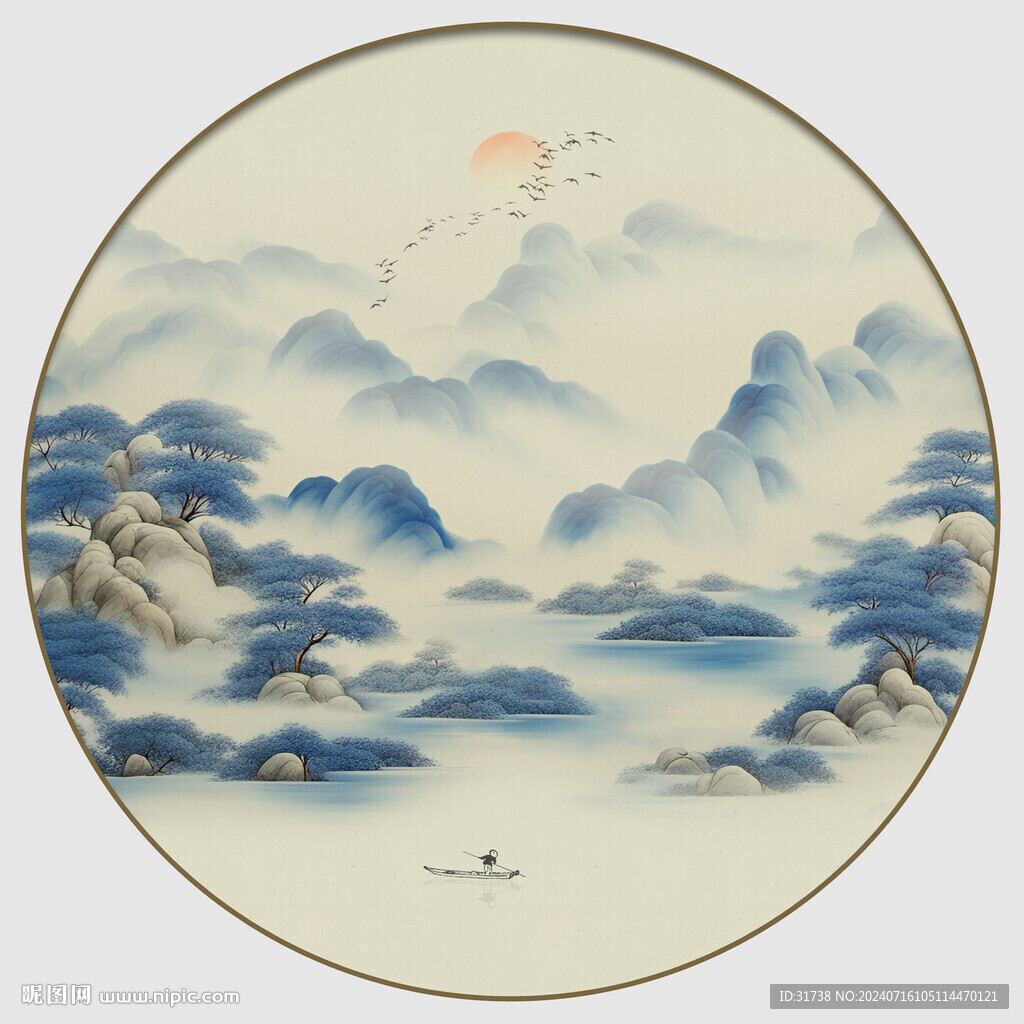 圆形山水画