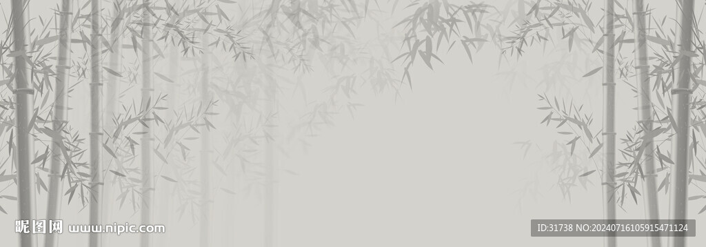 新中式水墨竹林风景背景墙