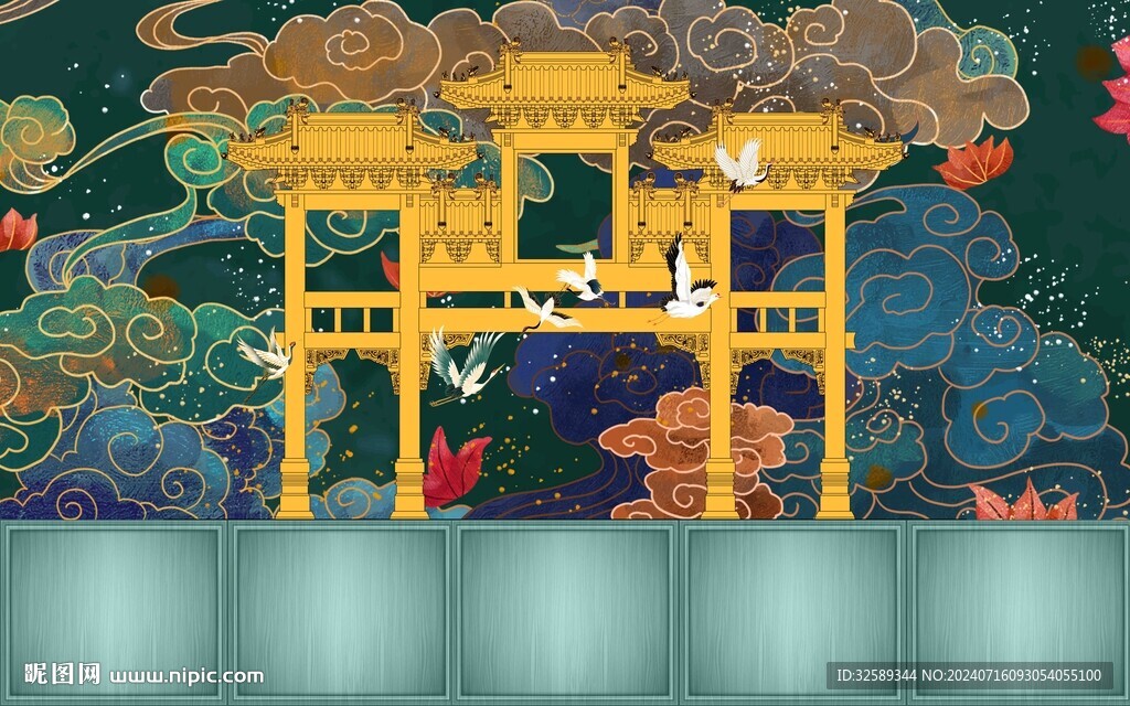 新中式背景墙  