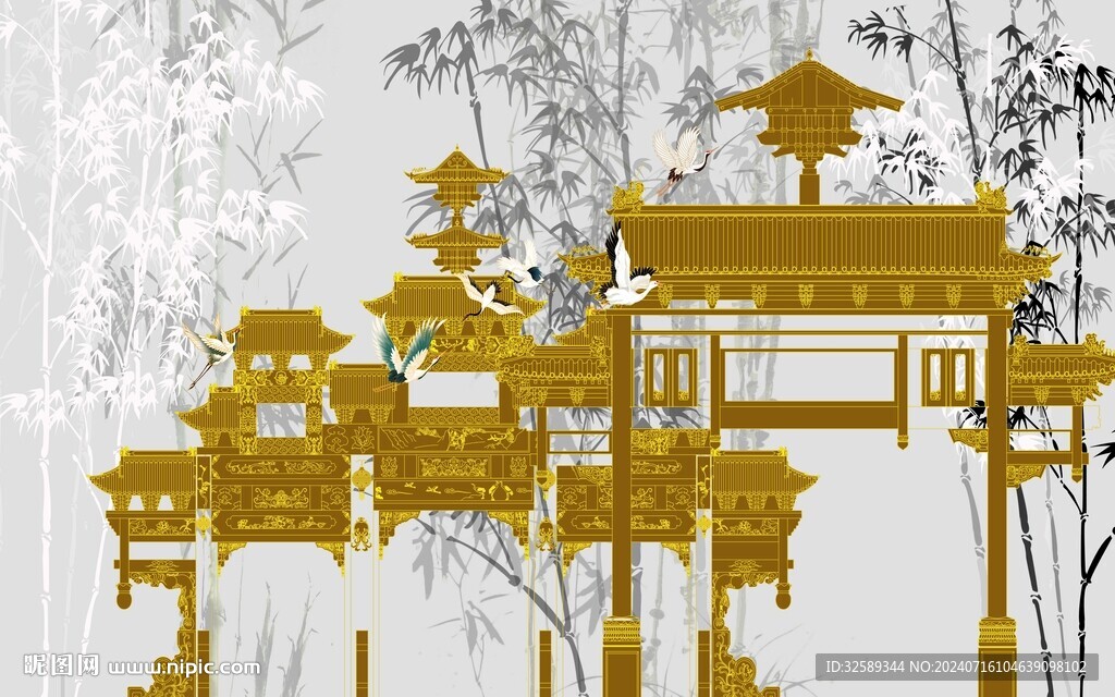 新中式背景墙 