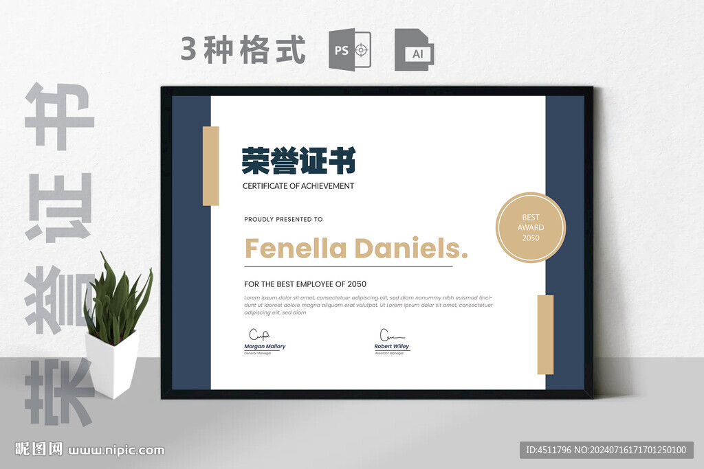 创意证书横版奖状