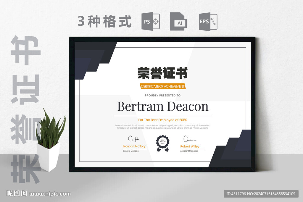 创意证书横版奖状