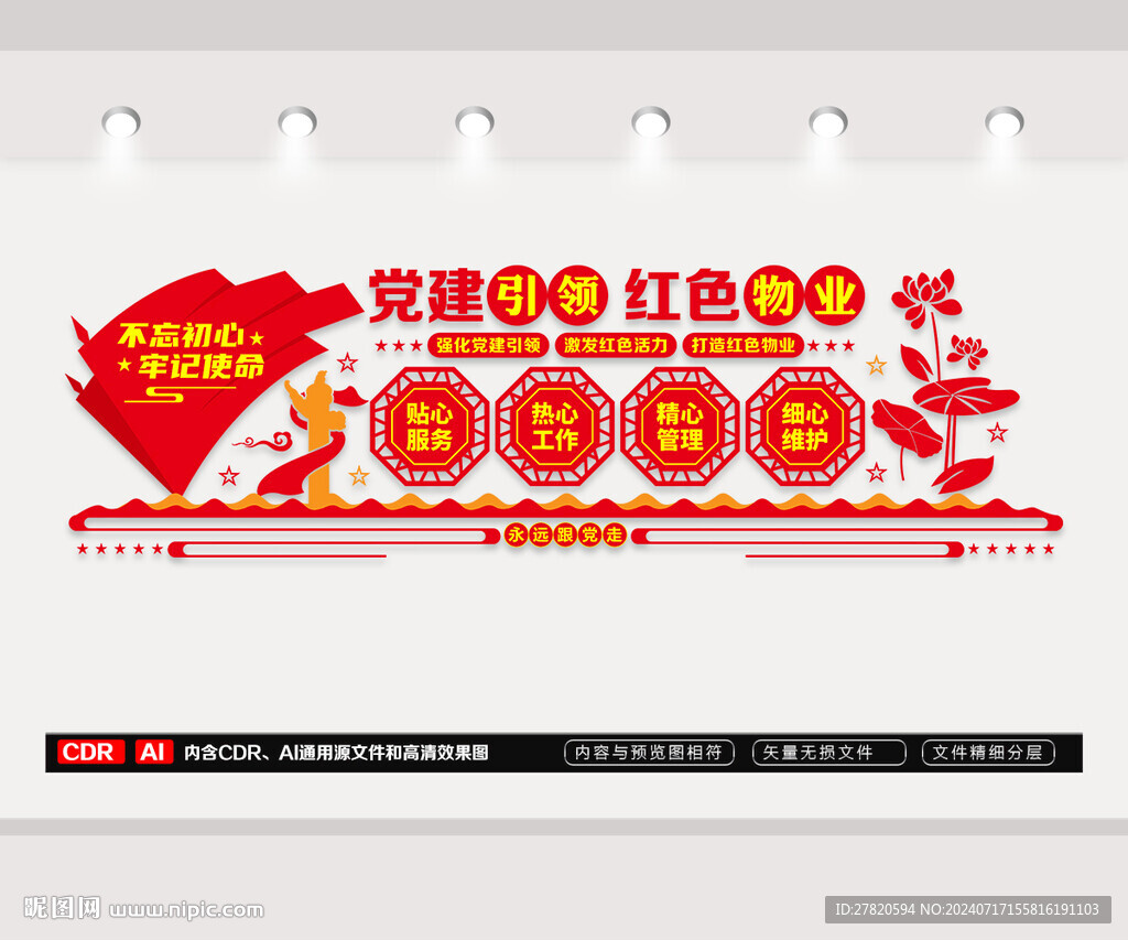 红色物业文化墙