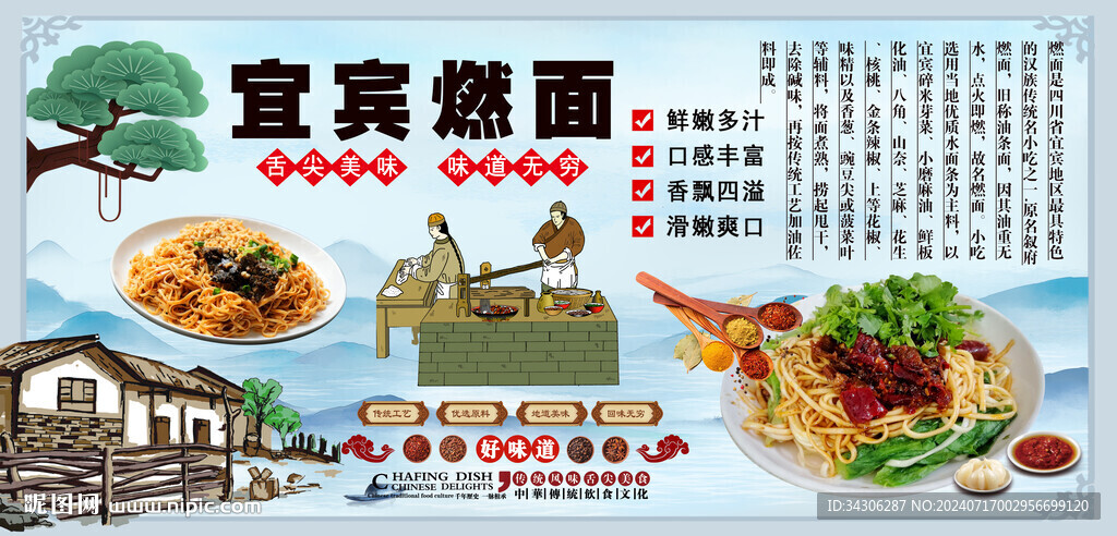 宜宾燃面背景墙