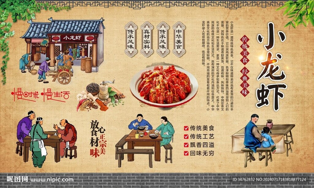 龙虾背景墙 