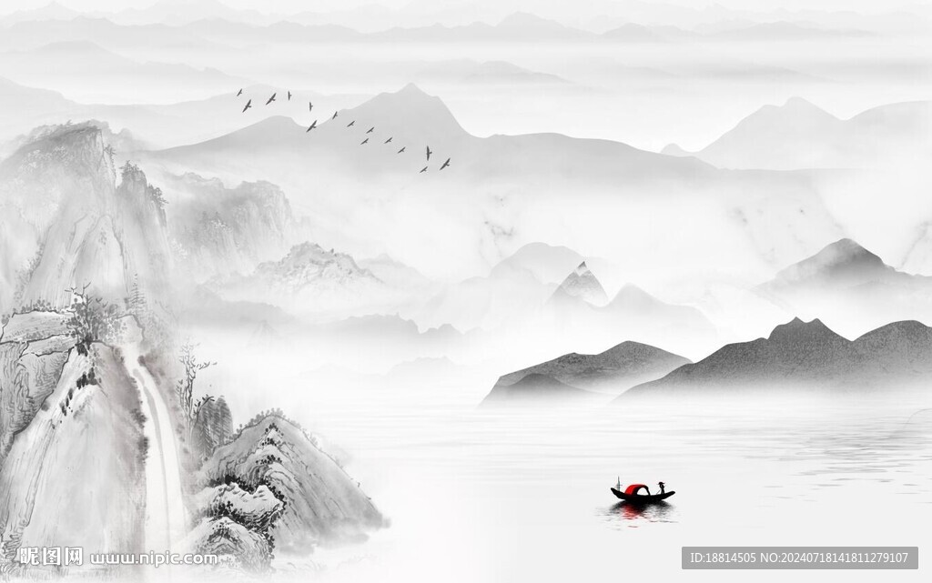 中式山水背景墙