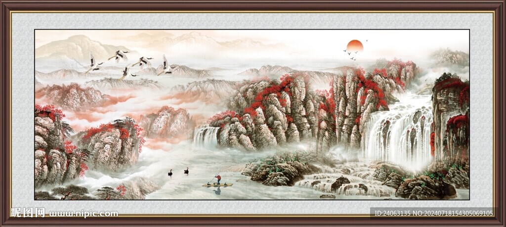 客厅山水画 国画办公室挂画