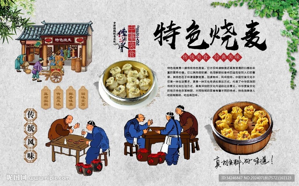烧麦背景墙