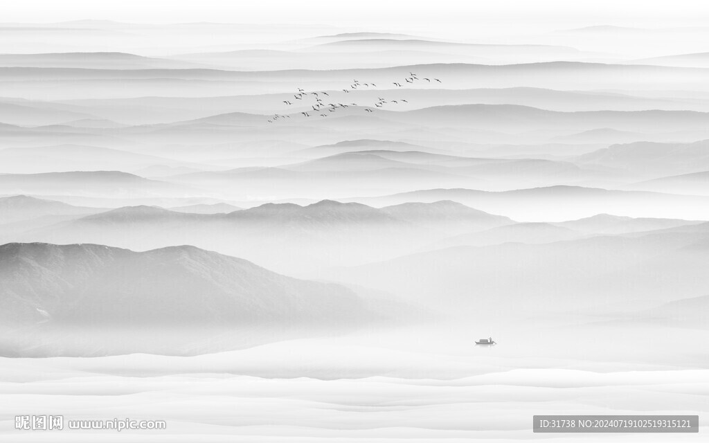 水墨山