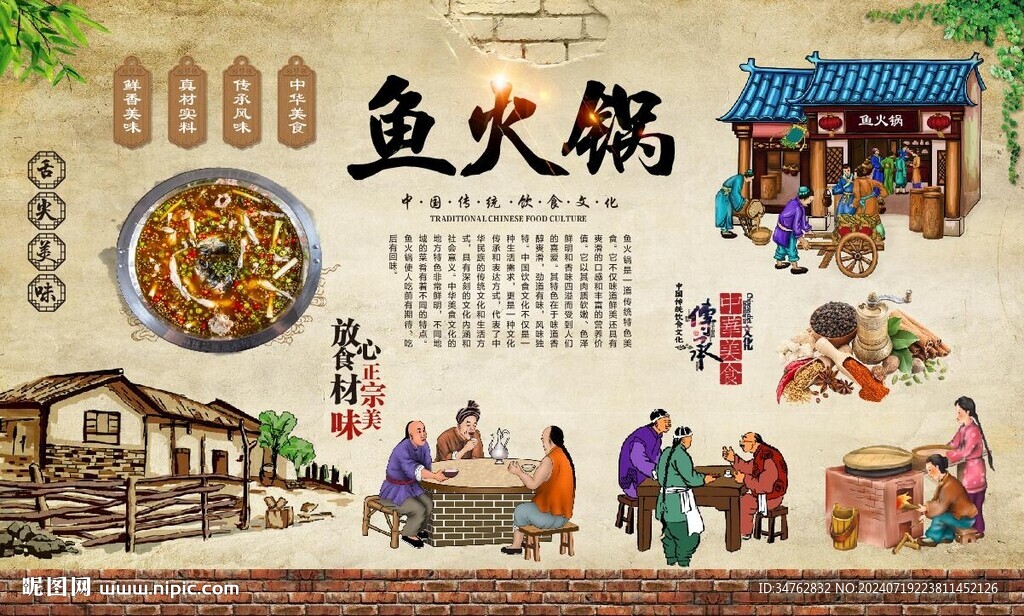 火锅鱼背景墙