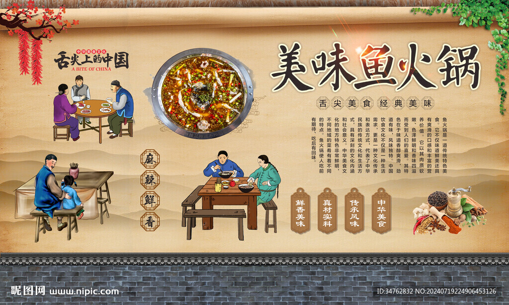 火锅鱼背景墙