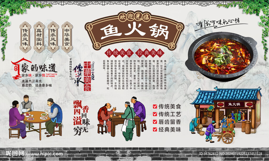 火锅鱼背景墙