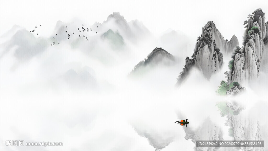 古风水墨山水背景