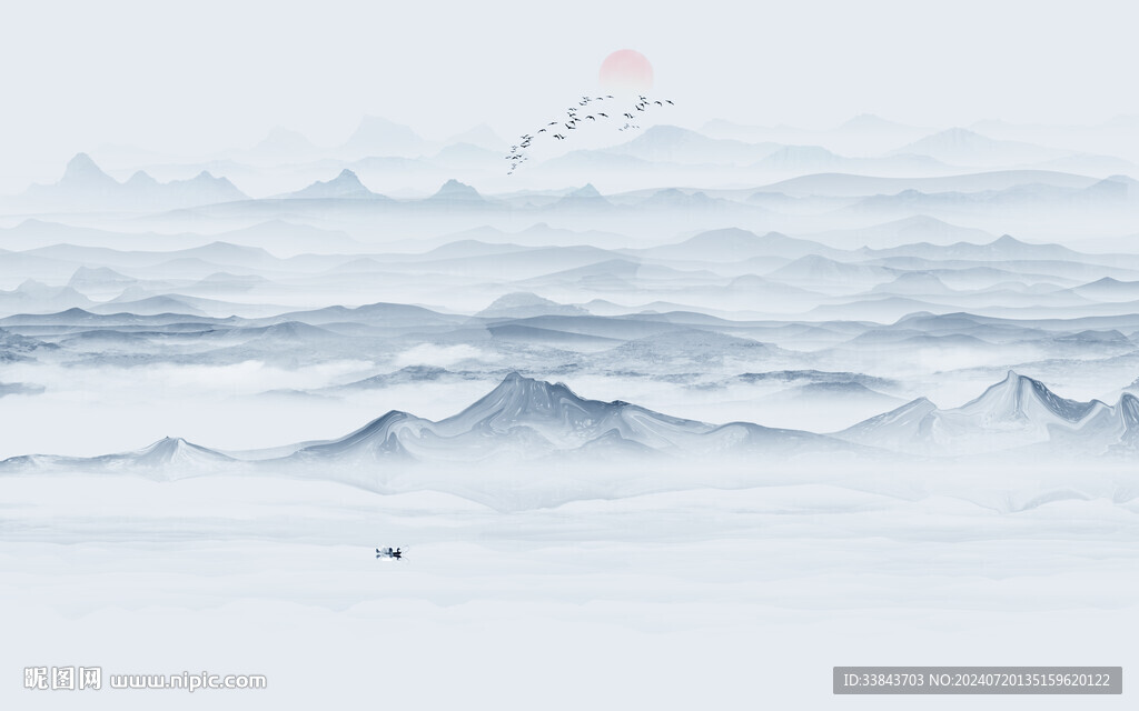 禅意水墨山水画