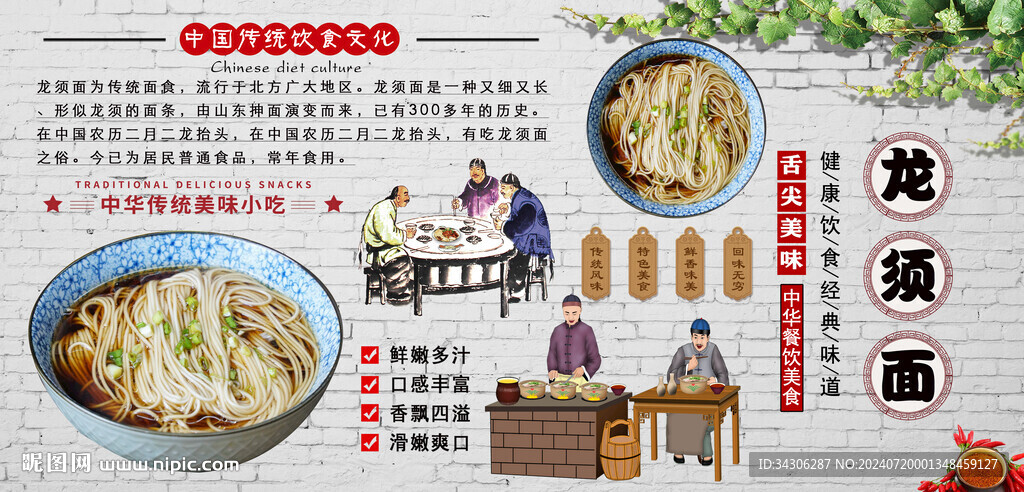 龙须面背景墙