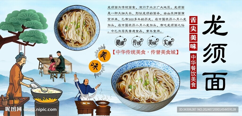 龙须面背景墙