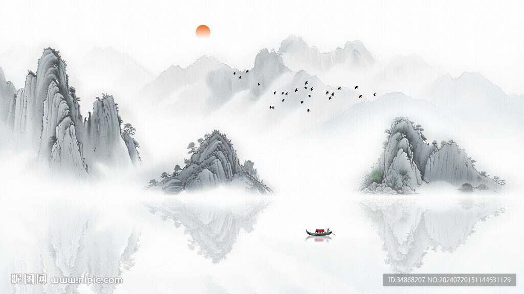 意境水墨山水画